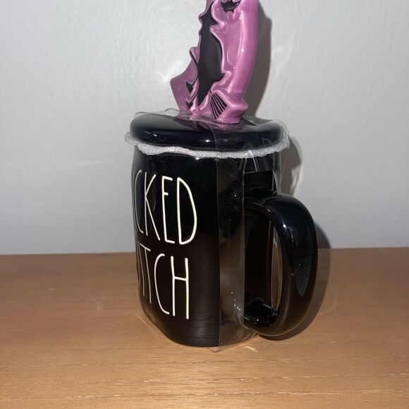Rae Dunn Wicked Witch Black mug with topper - Picture 3 of 4
